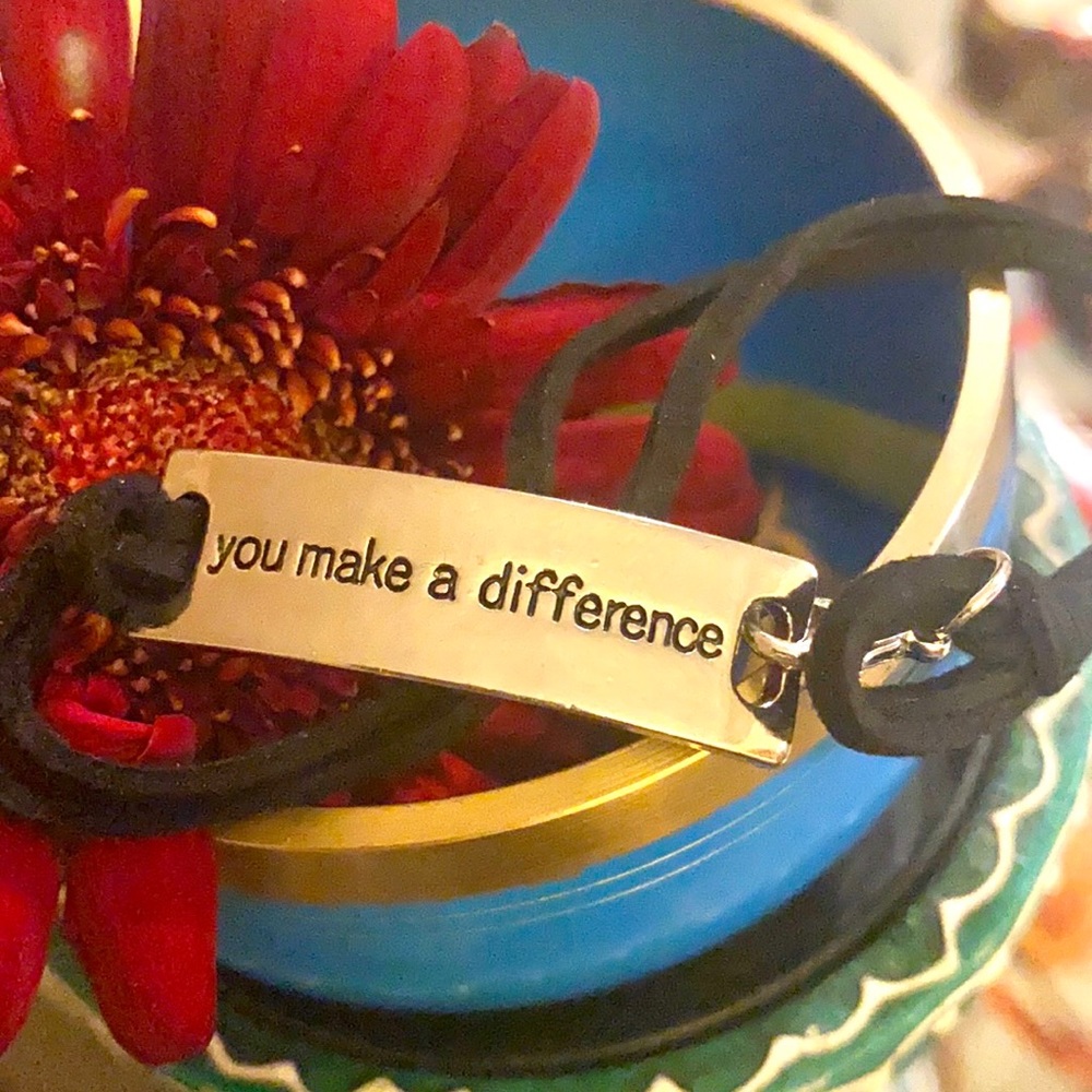 “You Make a Difference” silvertone bracelet New
